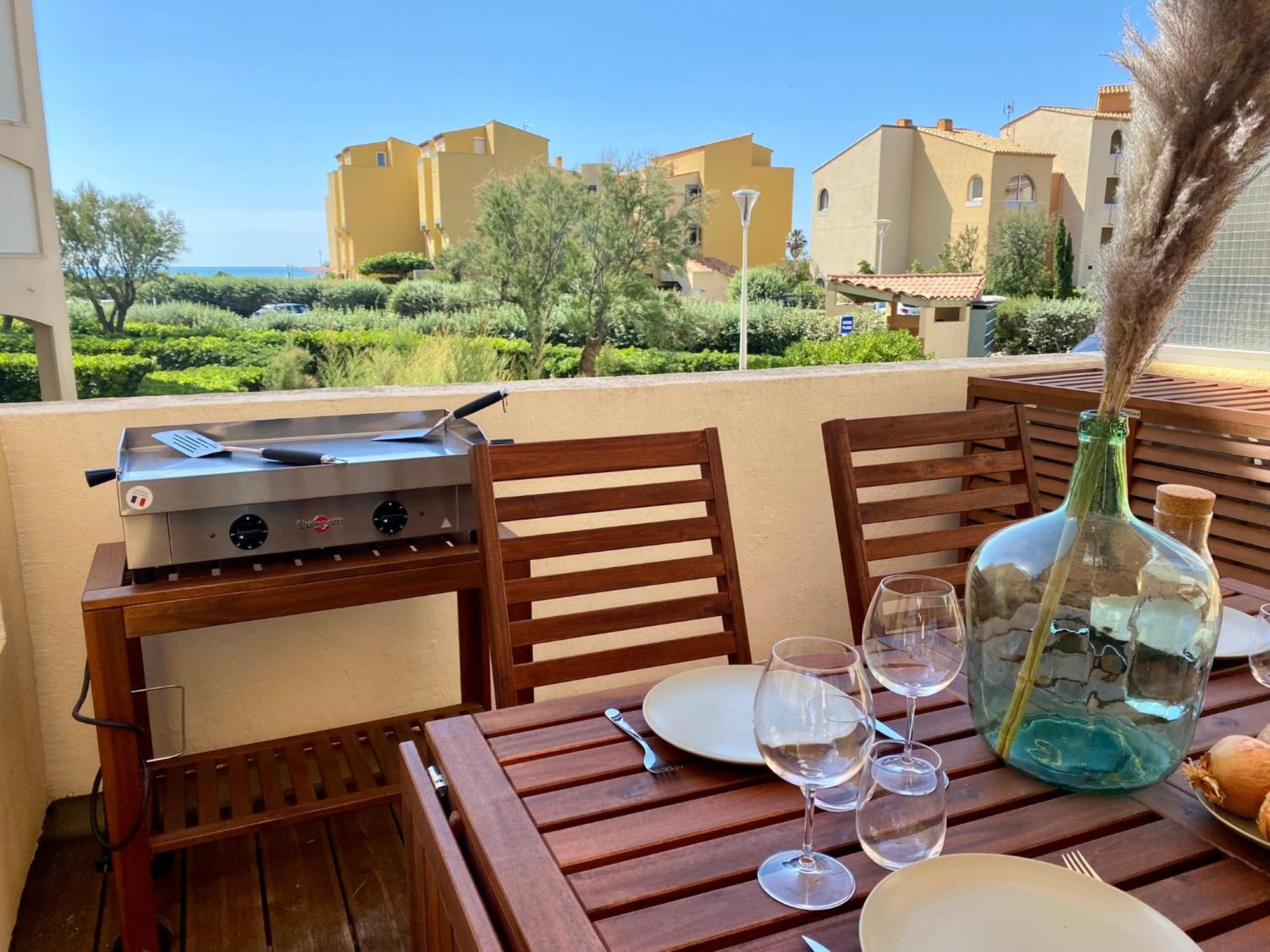 Terrasse Vue Mer 2 Pieces A Leucate Avec Piscine Daire Oda fotoğraf
